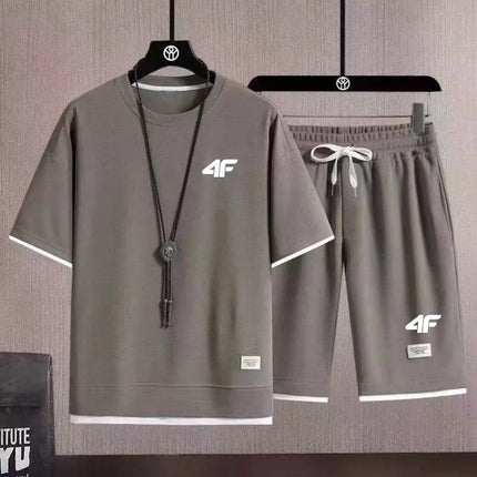 Summer fashion printed sportswear high quality men's comfortable shorts shorts 2-piece set of fitness jogging casual clothing