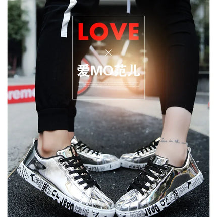 Couple Gold Silver Jogging Sneakers Men Hip Hop Casual Unisex Shoes Tennis Women Running Trainers Clunky Streetwear Footwear