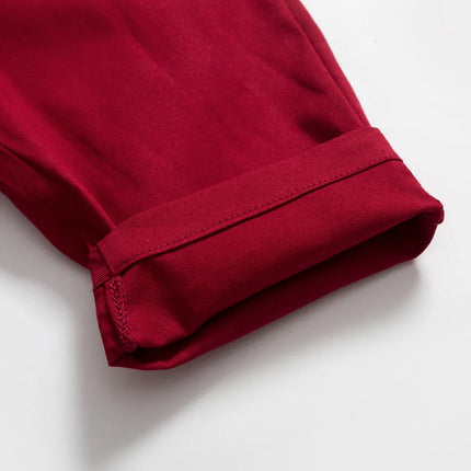 Gentleman Spring Autumn Outfit for Newborn Boy Cotton Baby First Formal Birthday Clothes Solid Pant with Strap Toddler Party Set