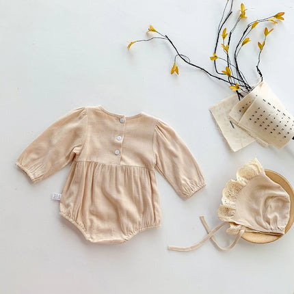 2023 Autumn Baby Girls Romper One Piece Bodysuit + Hat Newborn Cotton Long Sleeve Jumpsuit Baju