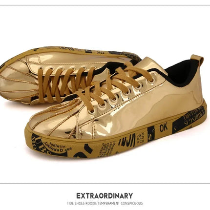 Couple Gold Silver Jogging Sneakers Men Hip Hop Casual Unisex Shoes Tennis Women Running Trainers Clunky Streetwear Footwear