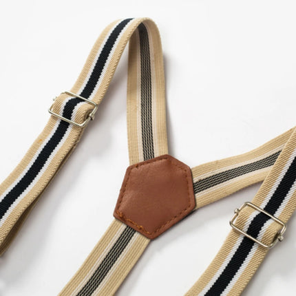 Gentleman Spring Autumn Outfit for Newborn Boy Cotton Baby First Formal Birthday Clothes Solid Pant with Strap Toddler Party Set