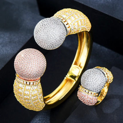 GODKI Famous Brand 3pcs Ball African Dubai Jewelry Sets For Women Wedding Party Zircon Wedding Lagos Bridal Jewelry Gift