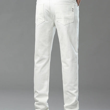 Four Season New Men's Yellow Jeans Fashion Business Casual Straight Denim Stretch Trousers All-match Men's Casual Pants Jeans