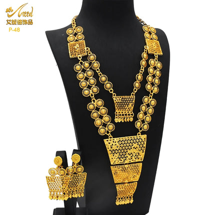 ANIID Indian 24K Gold Color Necklace Set Nigerian Party Bridal Wedding Ethiopian Luxury Dubai Jewelry Wholesale 2024 New Gifts