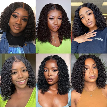 Glueless wigs Wear & Go Short Curly Bob Lace Front Human Hair Wigs PrePluck With Baby Hair Deep Wave Frontal Wig For Women