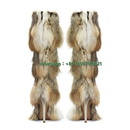 Furry Stiletto Pointed Toe Mid-Calf Boots With Unique Personality And Special Calf Boots For Women