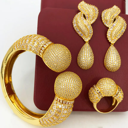 GODKI Famous Brand 3pcs Ball African Dubai Jewelry Sets For Women Wedding Party Zircon Wedding Lagos Bridal Jewelry Gift