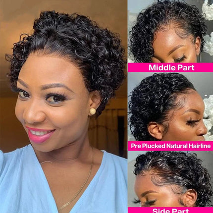 13X4 Short Curly Pixie Cut Wigs Human Hair Transparent Rose Curly Lace Frontal Wigs Human Hair For Black Women