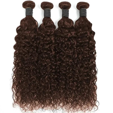 4# Human Hair Bundles Water Curly Human Hair Weave 1 3 4 Bundles Deal Remy Hair Extension for Black Women Chocolate Brown Color