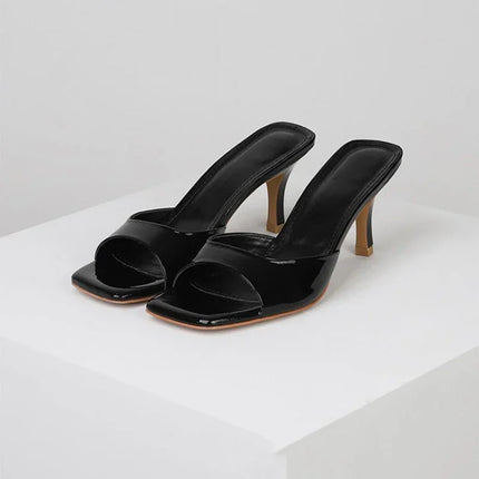 Summer Women Shoes 2024 Fashion Square Toe Women's Slippers Sexy Thin High Heel Outdoor Slides Simple Versatile Prom High Heels