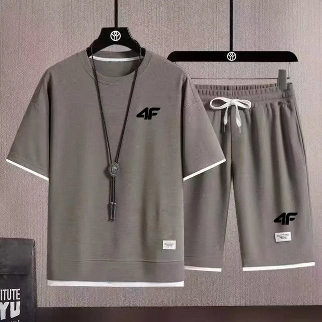 Summer fashion printed sportswear high quality men's comfortable shorts shorts 2-piece set of fitness jogging casual clothing