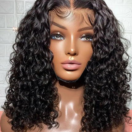 Short Curly Bob Lace Front Human Hair Wigs PrePluck With Baby Hair Brazilian Deep Wave Frontal Wig For Women Water Wave Lace Wig