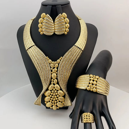 Brazilian Simple Style Big Bold Necklace Luxury Quality African Bride Jewelry Set For Women Party Gifts FHK22874