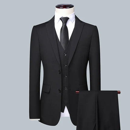 Men's Solid Color Business Suit 2025 High Quality Fashion Banquet Wedding Trend Groom Best Man Single 3/2/1