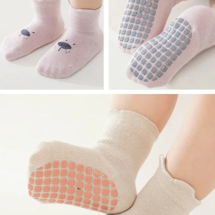 3Pairs/Lot Cartoon Baby Socks Infant Newborn Anti-Slip Cotton Floor Socks For Girls Boys Cute Unisex Rubber Grips Toddler Socken