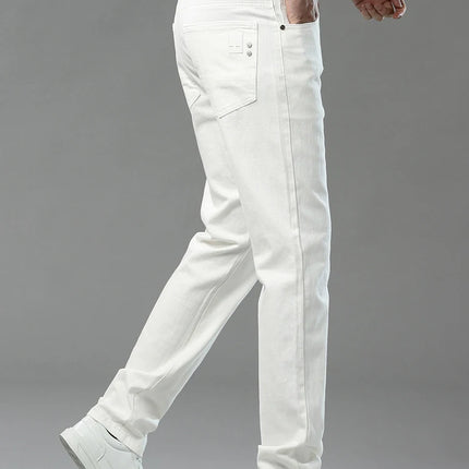 Four Season New Men's Yellow Jeans Fashion Business Casual Straight Denim Stretch Trousers All-match Men's Casual Pants Jeans