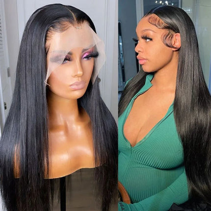 Malaysia Bone Straight 13*5*2 T Lace Wigs For Black Women 180% Density Silky Straight Transparent Human Hair Lace Front Wigs