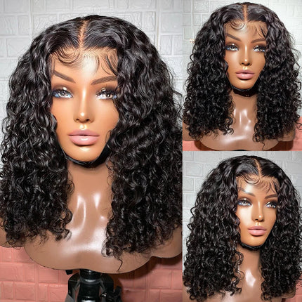 Short Curly Bob Lace Front Human Hair Wigs PrePluck With Baby Hair Brazilian Deep Wave Frontal Wig For Women Water Wave Lace Wig