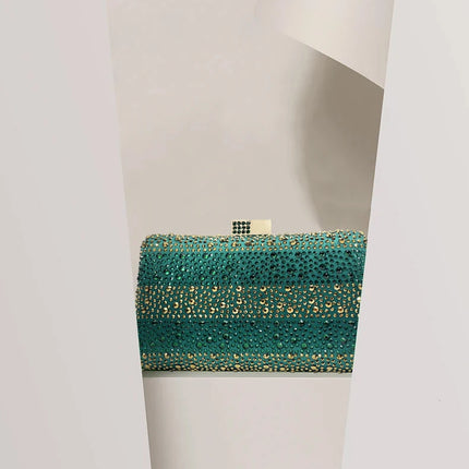 QSGFC Nigerian Women Heel Party Ladies Italian Design Green Shoes And Bag Set Decorated with Rhinestone Handbag Wedding Party