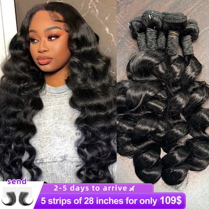 100% Human Hair Bundle Premium Loose Deep Wave Bundle 16A Brazilian Hair 22 Inch Long Lasting Natural Black for black women  