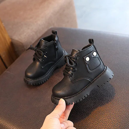 Children's Fashion Front Lace Up Soft Sole Anti Slip Warm Snow Boots Girls' Plush Casual Cotton Shoes