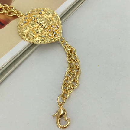2022 Hot Selling Brazilian Dubai Italian Gold Plated Jewelry Women's Wedding Party Banquet Big Pendant Jewelry Sets FHK13725