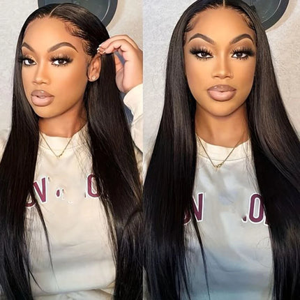 Malaysia Bone Straight 13*5*2 T Lace Wigs For Black Women 180% Density Silky Straight Transparent Human Hair Lace Front Wigs