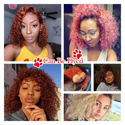 Short Kinky Curly 13x4 Glueless Wigs Lace Front Wig Human Hair Wear And Go Brazilian Remy Wigs Natural Black 4x4 Lace Closure