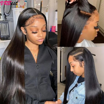 13x4 HD Transparent Straight Lace Frontal Wigs 12A Bob Wig Pre Plucked Glueless Full Lace Front Human Hair Wigs For Black Women
