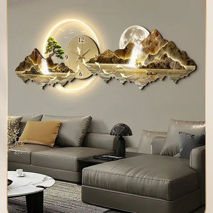 Large Illuminated Wall Clock Silent Nordic European Luxury Art Wall Clock Design Modern Orologi Da Parete Home Decoration