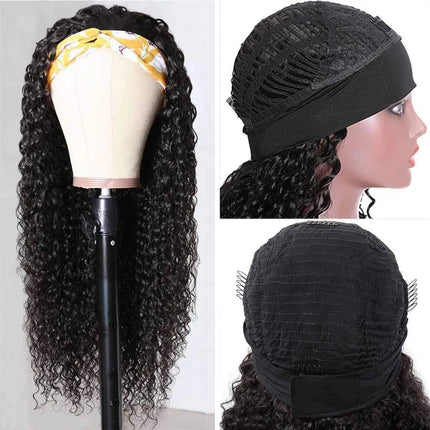 Kinky Curly Headband Wigs Human Hair For Black Women 180% Density Peruvian 10-24 Inch Human Hair Wigs Full Machine Made Wigs