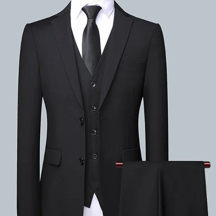 Men's Solid Color Business Suit 2025 High Quality Fashion Banquet Wedding Trend Groom Best Man Single 3/2/1