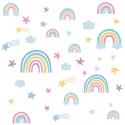 Kids’ Room Luminous Rainbow & Cloud Wall Sticker – Glow-in-the-Dark Cartoon Decor