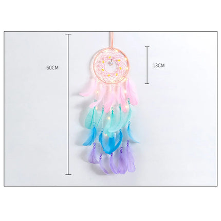Handmade Dream Catcher – Boho Feather Pendant Wall Decor for Bedroom, Kids’ Room & Car