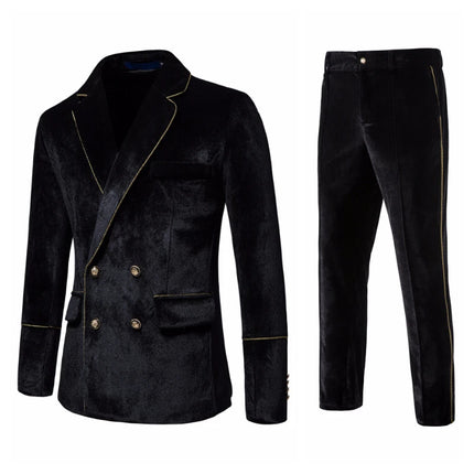 2023 new men's high-end velvet suits fashion casual dress jacket party costumes men's sets