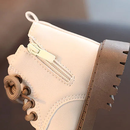 Children's Fashion Front Lace Up Soft Sole Anti Slip Warm Snow Boots Girls' Plush Casual Cotton Shoes