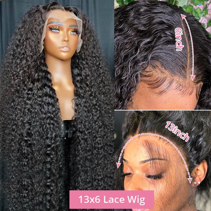 40 46 Inch 13x6 HD Deep Curly Wave Lace Frontal Wigs Brazilian 13x4 360 Water Wave Full Lace Front Human Hair Wig For Women 250%