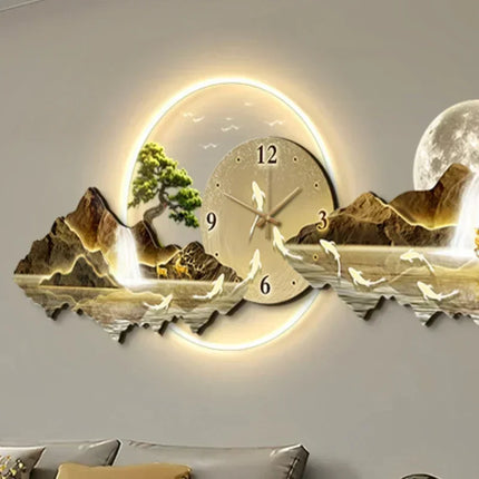 Large Illuminated Wall Clock Silent Nordic European Luxury Art Wall Clock Design Modern Orologi Da Parete Home Decoration