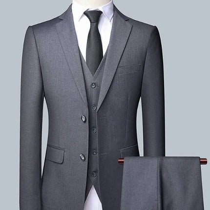 Men's Solid Color Business Suit 2025 High Quality Fashion Banquet Wedding Trend Groom Best Man Single 3/2/1