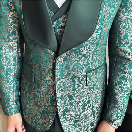 New (Blazer+vest+pants) for Men. Fashion. Casual. British Style. Singer Performance. High Density Jacquard Wedding Dress. Suit