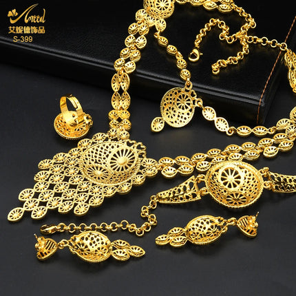 ANIID Indian 24K Gold Color Necklace Set Nigerian Party Bridal Wedding Ethiopian Luxury Dubai Jewelry Wholesale 2024 New Gifts