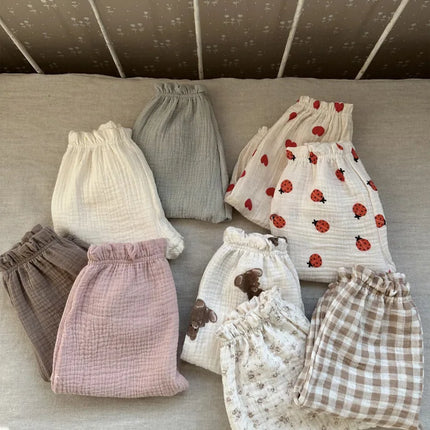Organic Cotton Baby Pants Newborn Toddlers Autumn Spring Summer Winter Cute Print Soft Muslin Clothes Pants Pantalons Capris