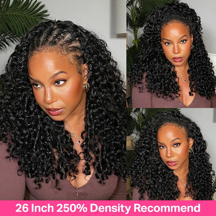 300% Glueless Burmese Curly Half Wig Human Hair Water Wave Headband Wig Upgrade 3 IN 1 Half Wig Ready to Wear Go Wigs on Sale