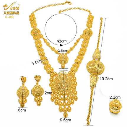 ANIID Indian 24K Gold Color Necklace Set Nigerian Party Bridal Wedding Ethiopian Luxury Dubai Jewelry Wholesale 2024 New Gifts