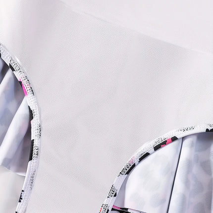 2-Piece Swimsuit Long-Sleeved Swimwear Kids Girl Crew Neck Scale Print Tops & Ruffle Detail Bikini Cut Briefs Swimming Suit 2025