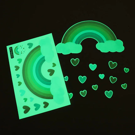 Kids’ Room Luminous Rainbow & Cloud Wall Sticker – Glow-in-the-Dark Cartoon Decor