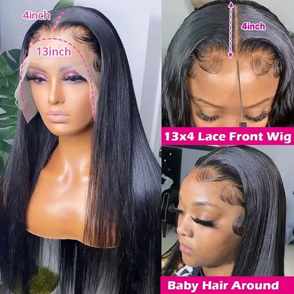 13x4 13x6 Lace Frontal Wigs For Women Brazilian Remy Straight Human Hair Wigs Pre Plucked Lace Front Wig  Natural Hairline Sale