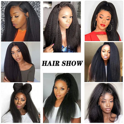 180% Density Kinky Straight V Part Wig Human Hair Brazilian Hair Wigs V Shape Human Hair Wigs No Leave Out Machine Made Natural