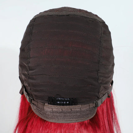 Sleek Burgury Red Staright Wigs With Bangs Human Hair Wig Easy to Go Color Wig Peruvian Straight Human Hair Wigs with Bangs